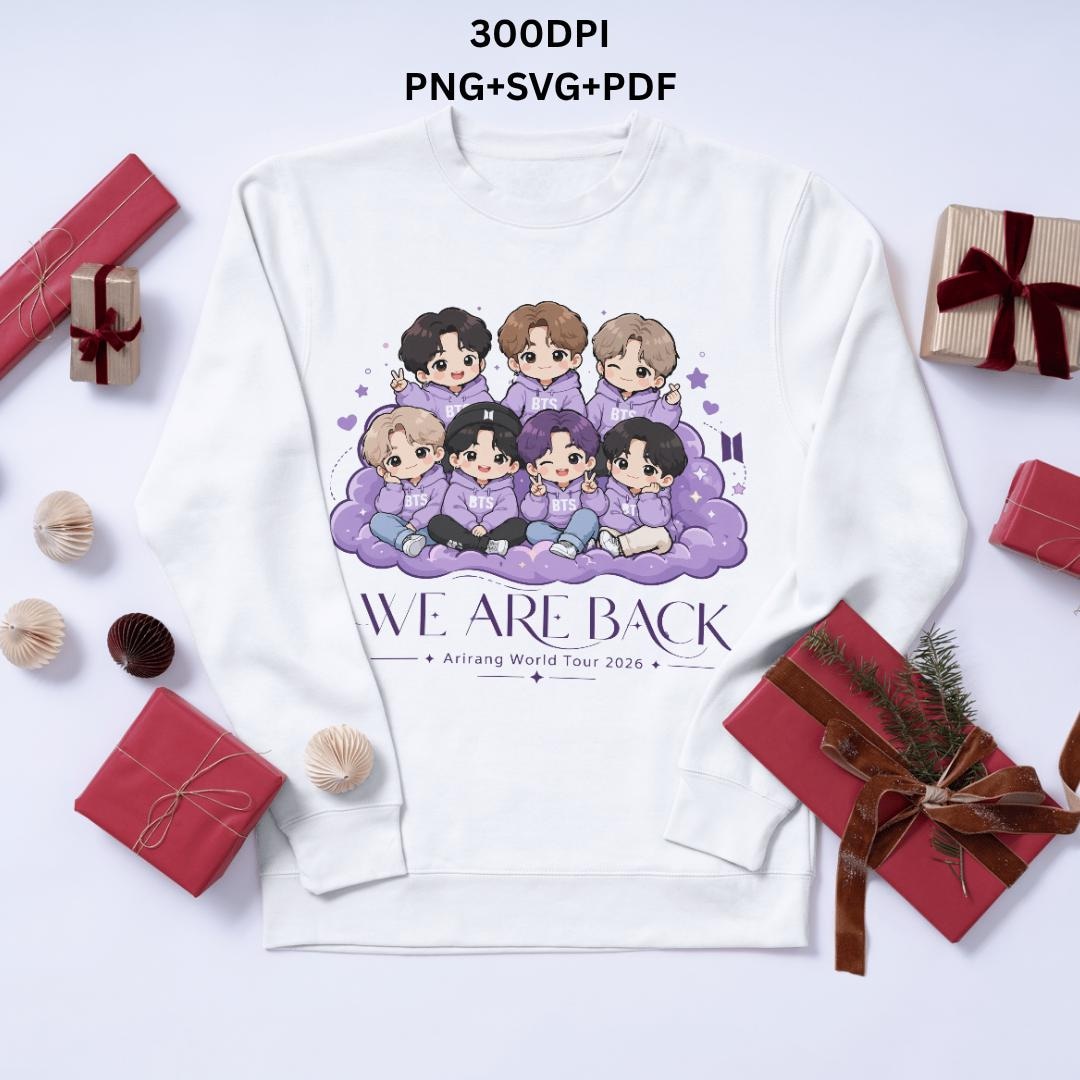 BTS Arirang World Tour 2026 Chibi Fan Art – Purple Cloud SVG PNG