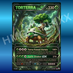 torterra pokemon card gx  ex 185/162 [3] Body Slam (30) Flip a coin Torterra Custom Card - Etsy
