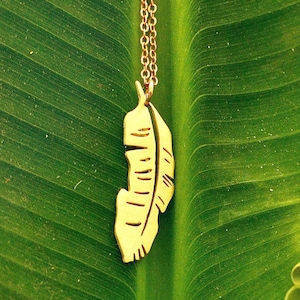Banana Leaf Necklace, Botanical Jewelry Gold Leaf Pendant, Banana Tree Musa Acuminata Leaf Plant Gift, Banana Plant Lover Lady Necklace Gift