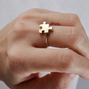 Puzzle Ring, 14k Gold Ring, Jigsaw Ring,Delicate Gold Ring,Puzzle Piece Ring,Inspirational Ring,Gift for Women,Friendship Jewelry