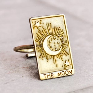 Celestial Ring, The Moon Gold Ring, Half Moon Ring, Complete Gift ,Tarot Card Moon Ring, Tarot Jewelry, Astrology Ring, Mystery Ring