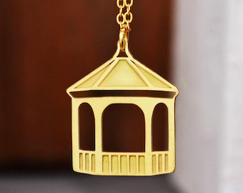 Gold Gazebo Pendant, My Little Corner Of The World Necklace, Handmade Romantic Gilmore Gift, Fall Vibes Charm, Birthday Present For Girl Her