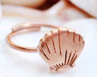 Anillo de concha marina - Joyería ajustable de concha marina, diversión de verano
