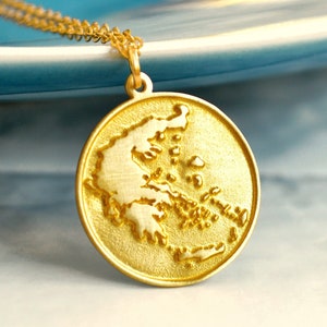 Griechenland Karte Andenken Halskette, Gold Anhänger Geschenk, Kreuzfahrt Souvenir Schmuck, Griechische Karte Geschenke Schmuck, Globetrotter Liste