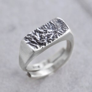 Sterlingzilveren zegelring, herenring, pink manring, vriend ring hem, ridder mannen sieraden, cadeau vader, geoxideerde zilveren rechthoek ring
