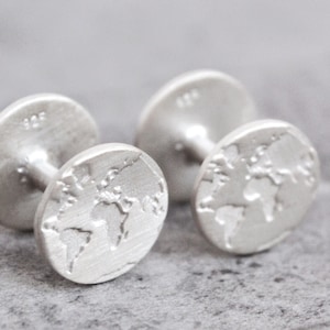 Manschettenknöpfe, Reisegeschenk, Verlobtes Geschenk, Geschenk für Männer, Herren Schmuck, Trauzeuge Geschenk, Ehemann Geschenk, Weihnachtspartner, Manschettenknöpfe, Globus Manschettenknopf