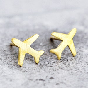 Airplane Studs, Airplane Earrings, Travel Gift, Aviation Jewelry, Silver Plane Studs, Travel Earrings, Travel Studs ,Flight Attendant image 2