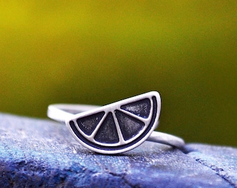 Lemon Ring, Fruit Jewelry,Lime Ring,Lime Jewelry,Lemon Jewelry,Fruit Ring,Gift for Women/Cute Rings, Fun Rings/Oxidized Rings/Silver Rings