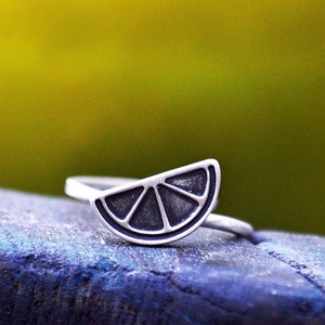 Lemon Ring, Fruit Jewelry,Lime Ring,Lime Jewelry,Lemon Jewelry,Fruit Ring,Gift for Women,Cute Rings, Fun Rings,Oxidized Rings,Silver Rings