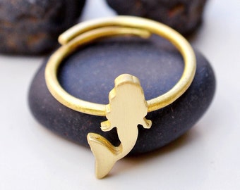 Handmade Mermaid Ring - Adjustable Gold or Sterling Silver