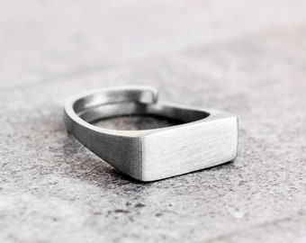 Chevalière rose, bague initiale, bague prénom, bague pour homme, cadeau personnalisé, cadeau petit ami, bague rectangle, bijoux pour homme/cadeau pour homme/cadeau papa