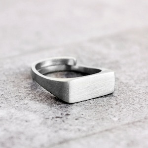 Pinky zegelring, eerste ring, naamring, herenring, gepersonaliseerd cadeau, cadeau vriendje, rechthoekige ring, herensieraden, herencadeau, papa cadeau