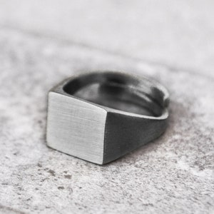Men Pinky Ring, Custom Initial Birthday Man Present, Crest Coat of Arms Signet Ring, Personalized Men Square Ring, Boyfriend Mens