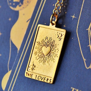Inspirational Gift for Her, Handmade Gold Tarot Heart Necklace, Unique Lover Pendant, Perfect Present for Girlfriend Women Graduation Idea