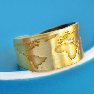 Handgemachte Weltkarte Ring, Globus Bandring, Zierliche Reise Fernweh Schmuck, Inspirierendes Reisendes Jetsetter Geschenk, Weihnachtsgeschenk Sie