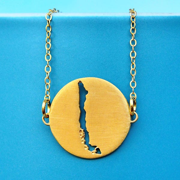 Chile Bracelet - Map of Chile Outline, Handmade Souvenir Jewelry Gift