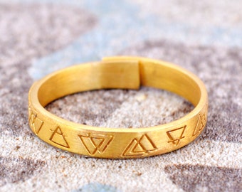 Geometric Four Elements Ring - Gold Triangles Thumb Ring