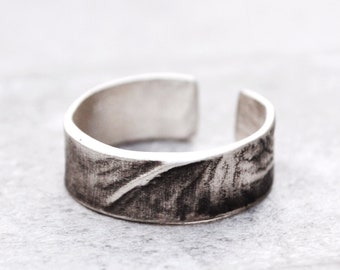 Sterling Silver Ring, Thumb Ring Mens Gift, Raw Textured Jewelry, Oxidized Silver Jewelry, Man Present, Inspirational Minimalist Modern Ring
