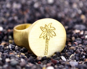 Palm Tree Ring,Tropical Ring,Mens Jewelry,Palm Tree Jewelry,Hawaii Jewelry,Gift for Women,Inspirational /Chevalier/Pinky/Christmas Surfer