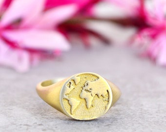 World Map Ring,Globe Ring,Pinky Ring,Inspirational Gift,Christmas Partner,Travel Ring,Engraved Ring/Pinky Signet/Chevalier Men/Travel Jewelr