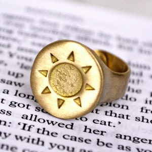 Bague Chevalier Soleil - Chevalière en or réglable