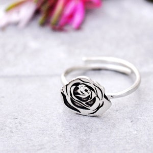 Rose Ring,Flower Ring,Flower Jewelry,Floral Ring,Gift for Women,Rose Flower Ring,Inspirational Gift,Silver Rings,Oxidized Rings,Silver Jewel