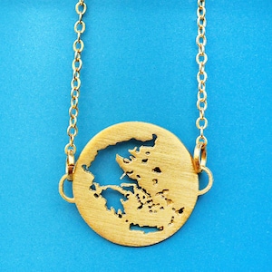 Bracciale con mappa della Grecia - Ciondolo greco fatto a mano in argento sterling o placcato oro