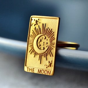 Anello con tarocchi celestiali con mezzaluna e stelle, gioielli gotici a mezzaluna, anello magico, regalo di laurea unico per astrologia
