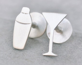 Martini Cufflinks, Bartender Cufflinks, Mens Gift, Mens Cufflinks , Fiance Gift, Husband Gift, Cocktail Shaker, Custom Cufflinks