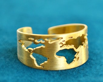 Personalized Handmade Gold Travel Ring, Dainty World Map Ring for Traveler, Affordable Present for Daughter Sister, Wanderlust for Wayfarer