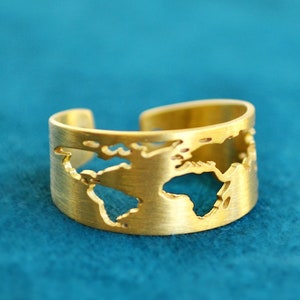 Einzigartiger handgemachter Gold Reisering, Zierliche Weltkarte Ring für Reisende, Wanderlust Geschenk für Tochter Schwester Wayfarer, Täglich Erschwingliche Rng