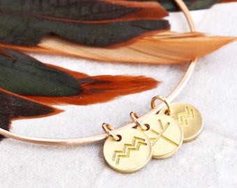 Personalized Charm Bangle - Nsibidi African Symbol Jewelry