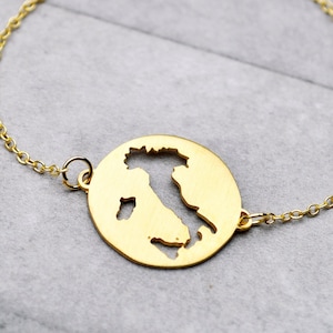 Pulsera de Italia, souvenir de Italia, mapa de Italia, dije de Italia, joyería de Italia, regalo italiano, pulsera italiana, contorno italiano, mapa de Italia
