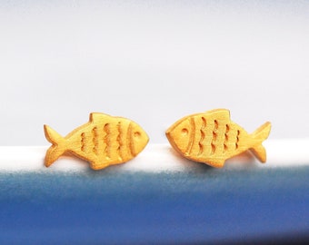 Fish Earrings, Gold Fish Jewelry, Tiny Fish Earrings ,Animal Earrings,Fish Lover Gift ,Fish Studs ,Fish Jewellery ,Nautical Earrings/Ocean