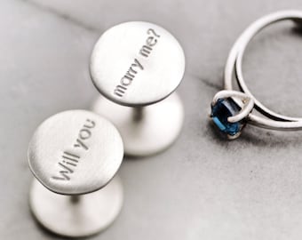 Will You Marry Me Silver Cufflinks - Sterling Silver Proposal Gift Vows Renewal Gift, Special Present for Him, Wedding Proposal