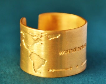 One of a kind World Map Ring, Handmade Traveler Jewelry, Inspirational Travel Daughter Present,Unique Jetsetter Globe Wanderlust Pendant Her