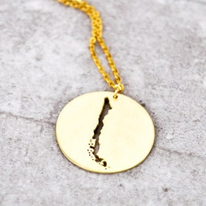 Collar de Chile, Mapa de Chile, Regalos de Chile, Recuerdo de Chile, Mapa de Chile, Colgante de Chile, Dije de Chile, Dije de Sudamérica, Mapa de Chile