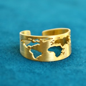 Anello con mappa del mondo fatto a mano per viaggiatori, delicata fascia da viaggio in oro, regalo conveniente per figlia e sorella, Natale da Wanderlust