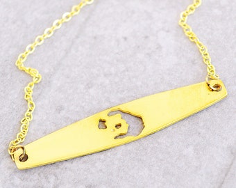 Collar con el mapa de Santorini - Recuerdo de la isla griega, plata de ley u oro