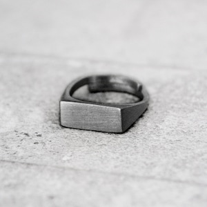 Aangepaste zegelring heren, zilveren rechthoekige pinkring, gepersonaliseerde sieraden voor hem, cadeau voor vriend, broer