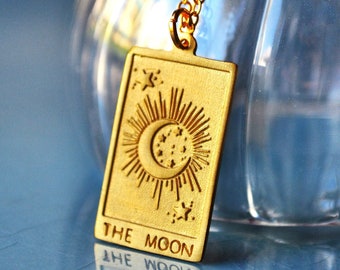 Inspirational Handmade Tarot Moon Necklace, Meaningful Half Moon Charm, Affordable Gift for Sister Daughter Mom, Graduation Present Ideas