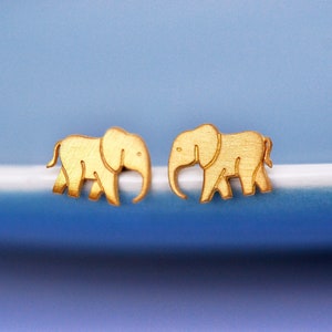 Gold Winzige Elefanten Ohrringe, Minimaler Silber Tier Schmuck, Minimales handgemachtes Geschenk für Tochter Schwester oder Safari Liebhaber, Kinder Erstes Paar Ohrstecker