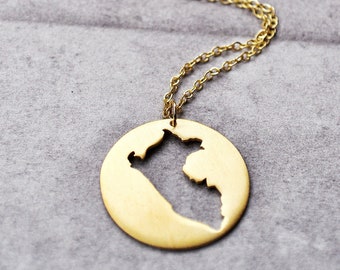 Peru Necklace, Peru Outline Map ,Peruvian Gifts, Peru Souvenir,Map of Peru,Peru Pendant,Peru Charm,Peru Gift/Peruvian Jewelry/Peru Map