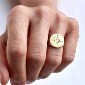 Compass Ring, Chevalier Ring, Pinky Ring,Signet Ring,Mens Pinky Ring,Promise Ring,Gift for Women,Mens Jewelry,Adjustable Ring,Compass Rose