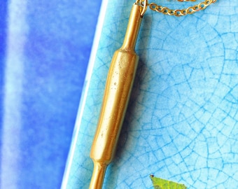 Rolling Pin Necklace, Handmade Gold Pastry Chef Pendant, Baking Lover Charm, Culinary Graduation Present, Birthday Anniversary Gift For Her