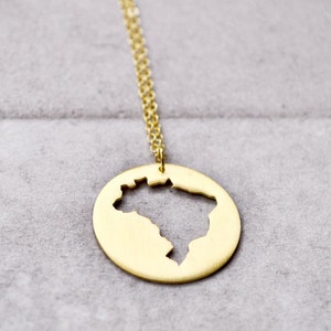 Collar de Brasil, contorno de Brasil, souvenir de Brasil, joyería de Brasil, colgante de Brasil, regalo de Brasil, mapa de Brasil, dije de Brasil, mapa de Brasil