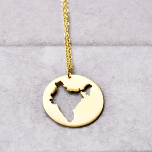 Collar de la India, collar con mapa de la India, contorno de la India, colgante de la India, recuerdo de la India, mapa de la India, joyería de la India, regalo de la India, collar indio
