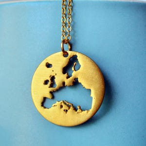 Gold Europe Map Necklace – Handmade European Continent Pendant, Outline Jewelry Gift for Travelers
