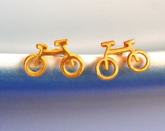 Brincos de bicicleta dourados - Brincos de bicicleta feitos à mão