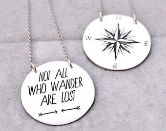 Compass Pendant, Not All Who,Wander Are Lost, Inspirational Women, Gift for Women ,Inspirational Gift,Compass Necklace ,Wanderlust Jewelry